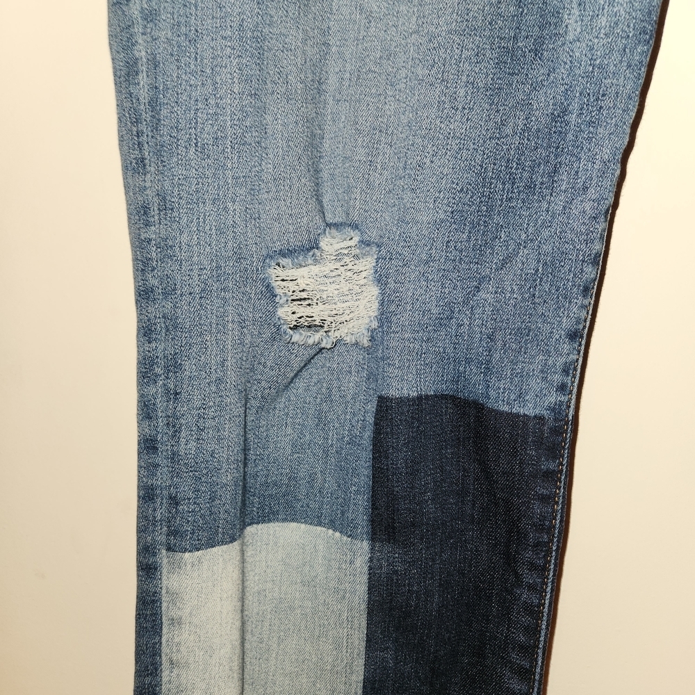 Kut From The Kloth Catherine Boyfriend Patchwork Jeans Size 10 Frayed Raw Hem - Picture 5 of 15
